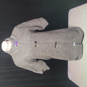 Michael Kors Wool Knit Crochet Clasp Closure Gray Sweater SZ: M